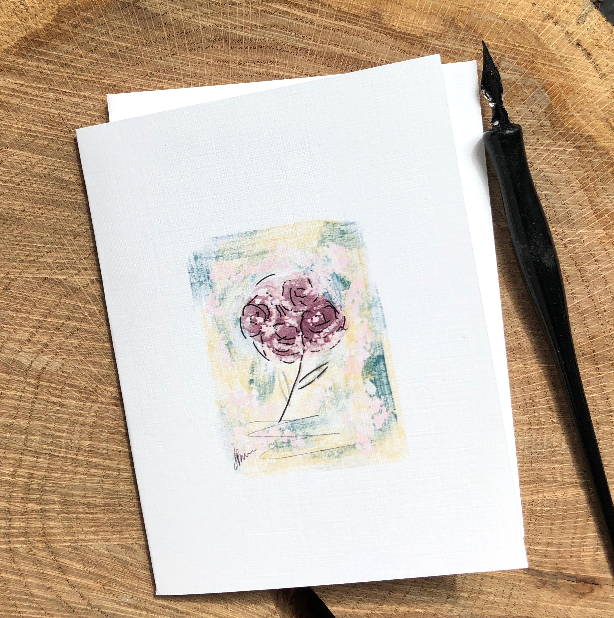 Peony note card